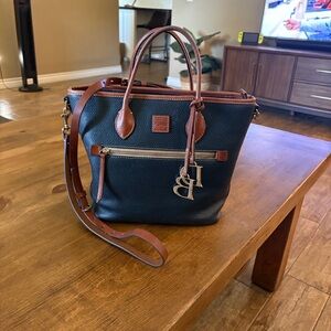 Dooney & Bourke Navy and Brown Messenger Bag